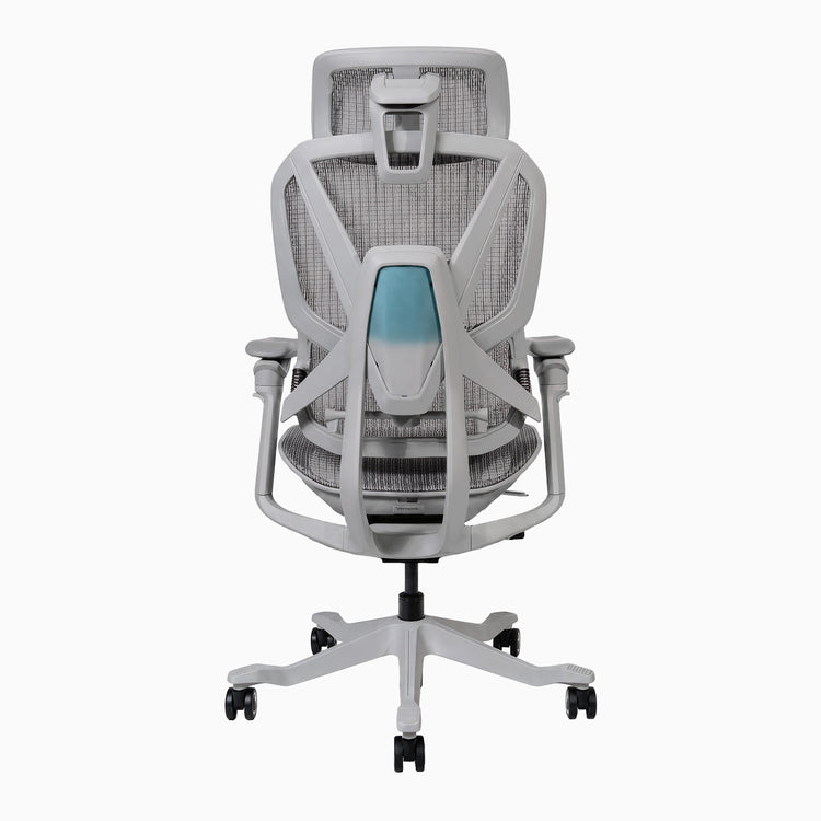 Chaise de bureau ergonomique Desky Contourra en blanc, vue de dos