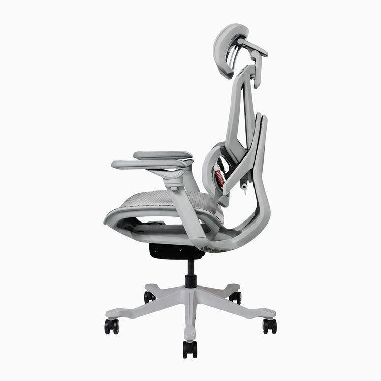 Chaise de bureau ergonomique Desky Contourra en blanc, vue de côté