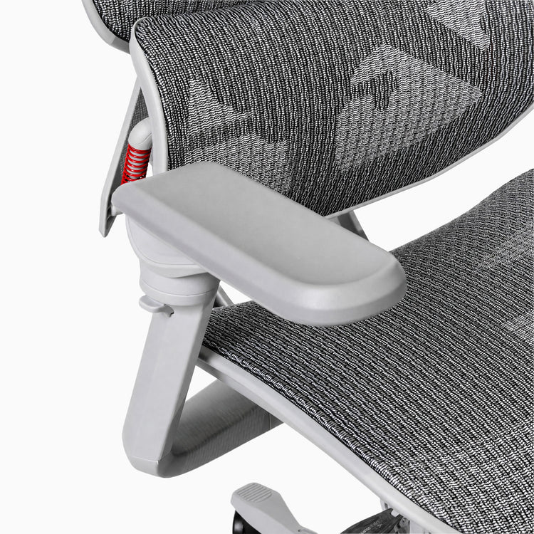 Chaise ergonomique Contourra blanche avec accoudoirs réglables