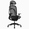Desky Pivot Ergonomic Office Task Chair in Black with headrest, rear angle