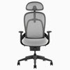 Desky Pivot Ergonomic Office Task Chair in Grey with headrest, front