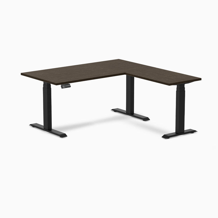 Desky Bamboo L-Shape Sit Stand Desk