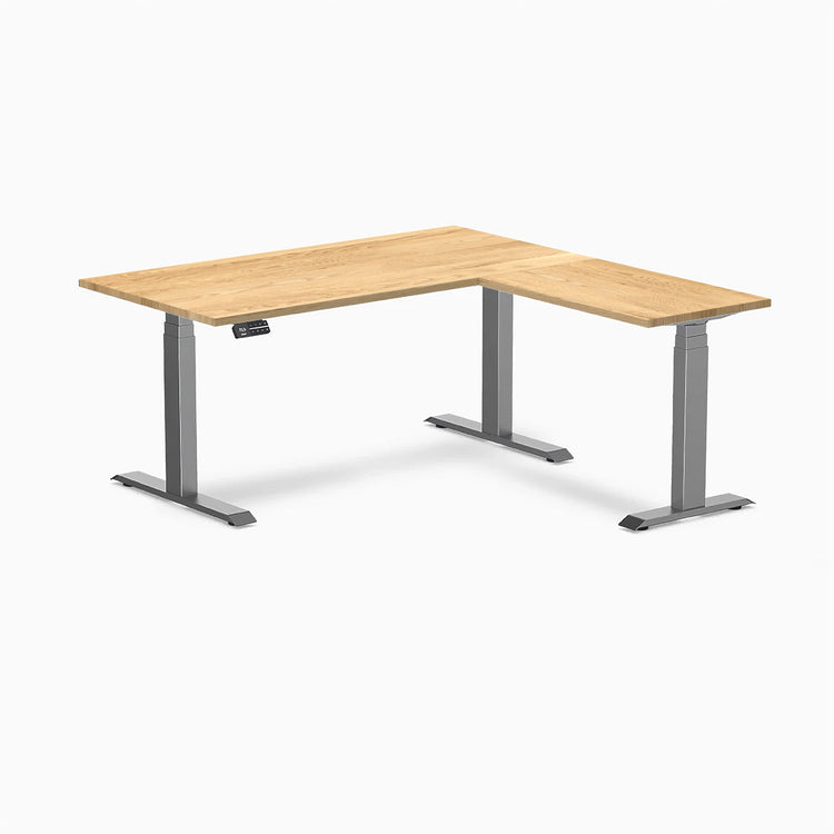 Bureau assis-debout d'angle en bois massif Desky