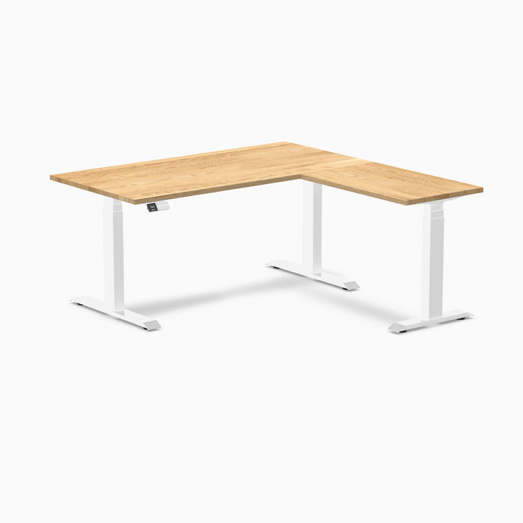 Bureau assis-debout d'angle en bois massif Desky