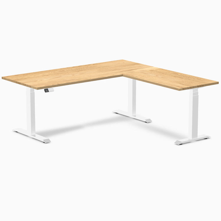 Bureau assis-debout d'angle en bois massif Desky