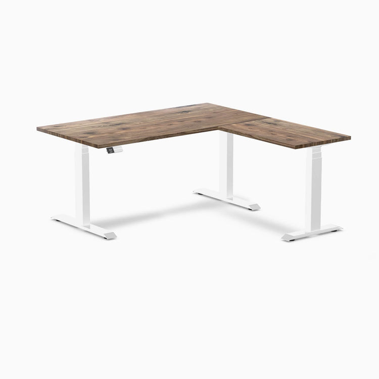 Bureau assis-debout d'angle en bois massif Desky