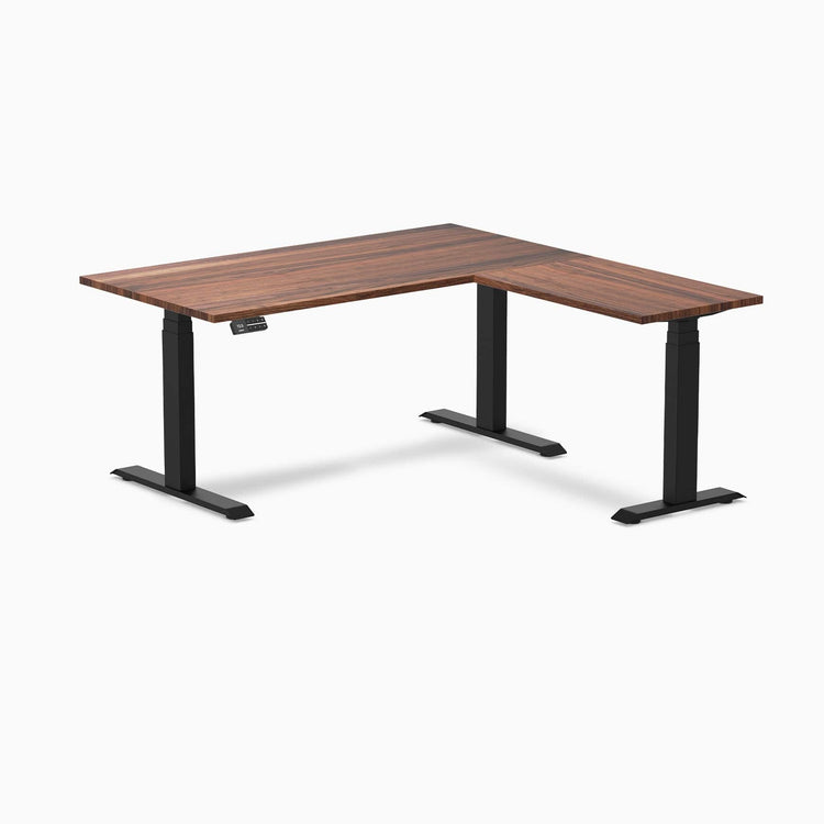Bureau assis-debout d'angle en bois massif Desky