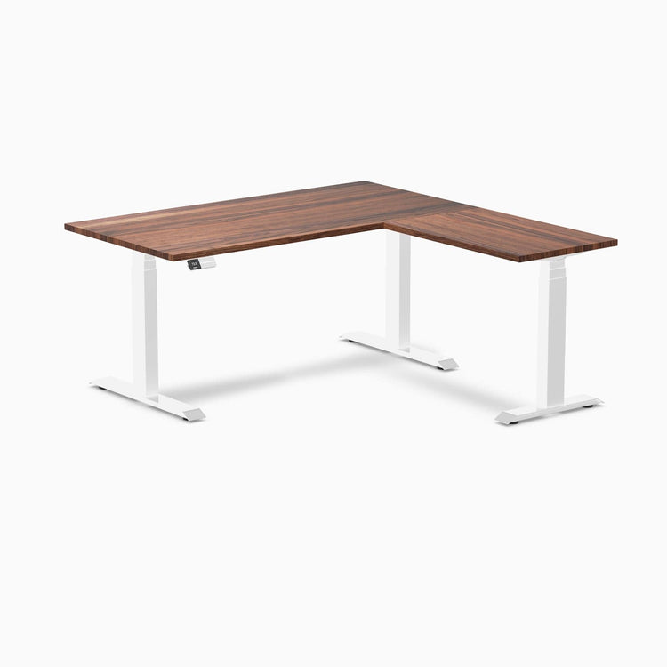 Bureau assis-debout d'angle en bois massif Desky