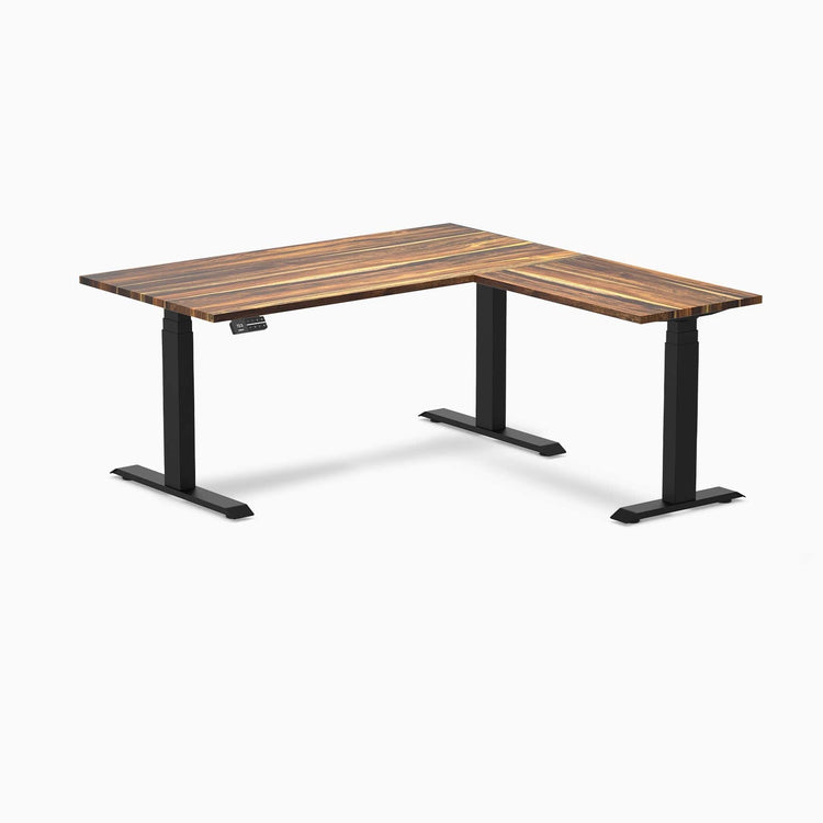 Bureau assis-debout d'angle en bois massif Desky
