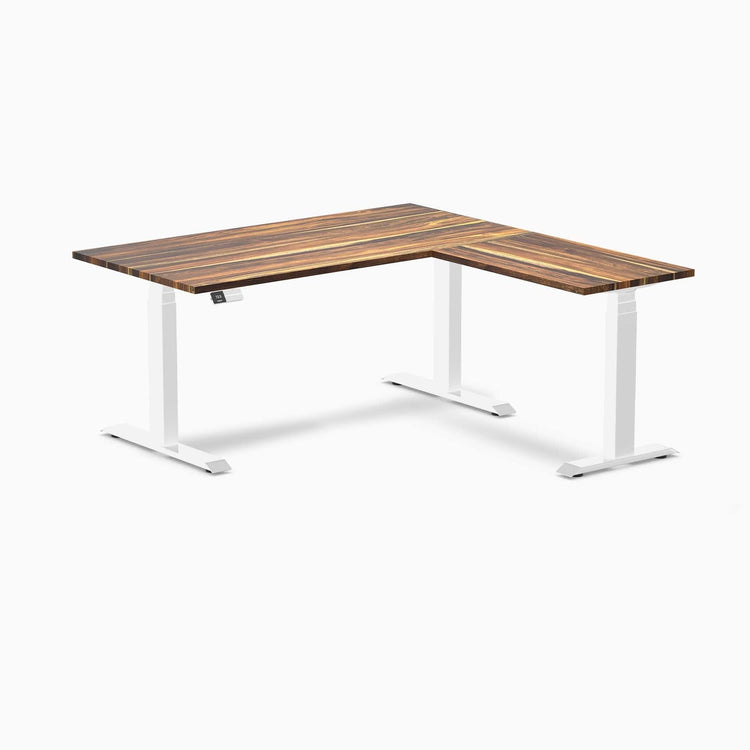 Bureau assis-debout d'angle en bois massif Desky