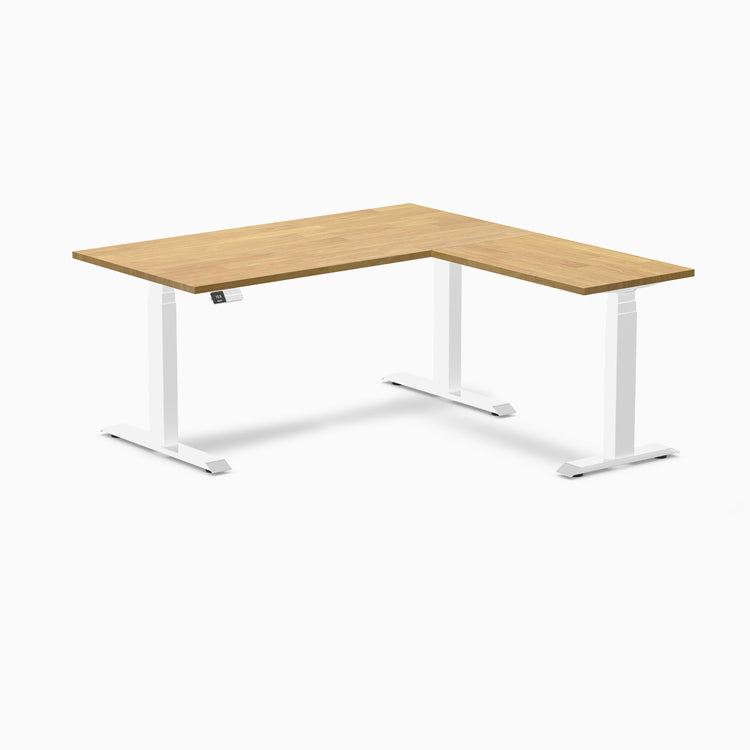 Bureau assis-debout d'angle en hévéa Desky