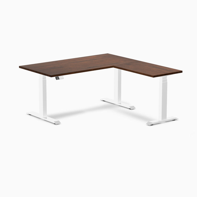 Bureau assis-debout d'angle en hévéa Desky