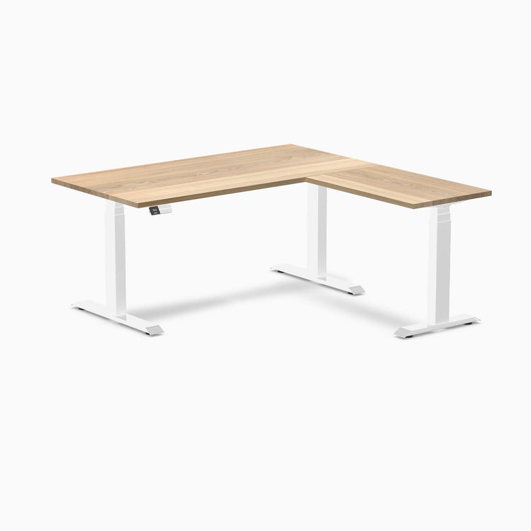 Bureau assis-debout d'angle en bois massif Desky