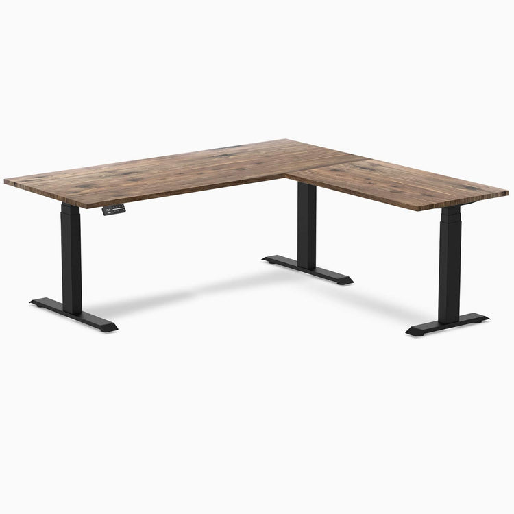 Bureau assis-debout d'angle en bois massif Desky