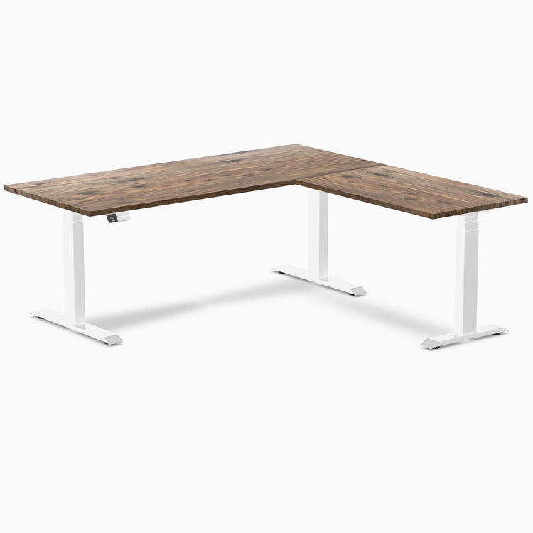 Bureau assis-debout d'angle en bois massif Desky