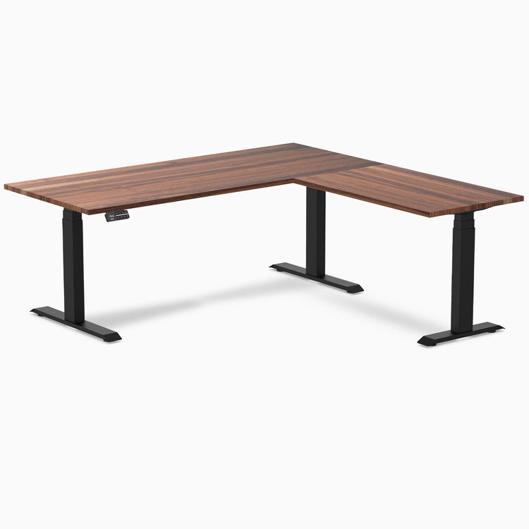 Bureau assis-debout d'angle en bois massif Desky