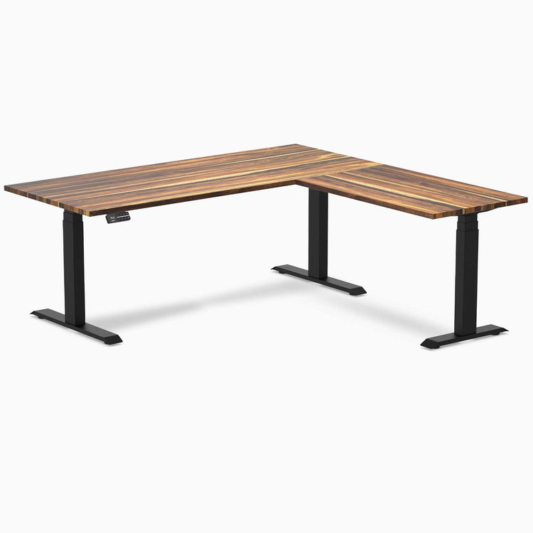 Bureau assis-debout d'angle en bois massif Desky