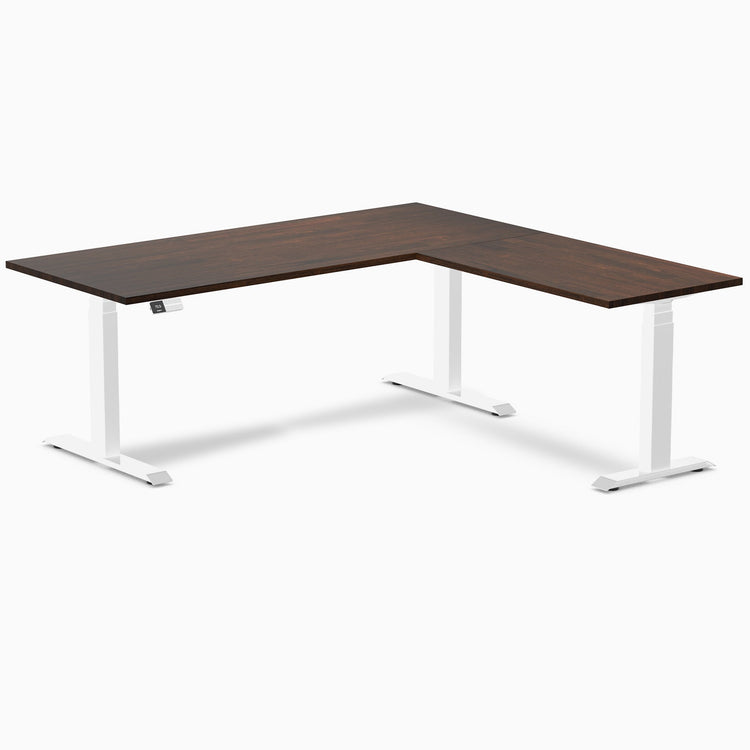 Bureau assis-debout d'angle en hévéa Desky