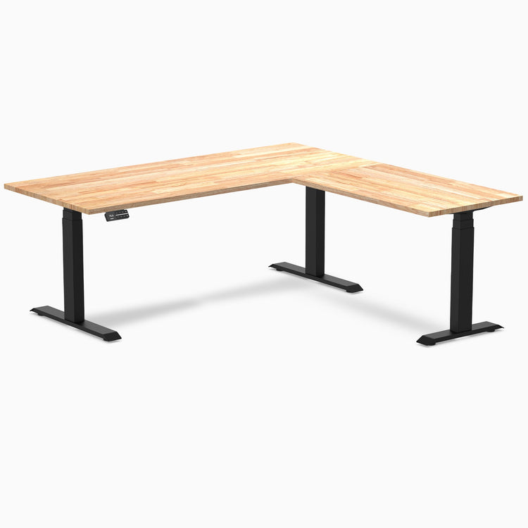 Bureau assis-debout d'angle en hévéa Desky