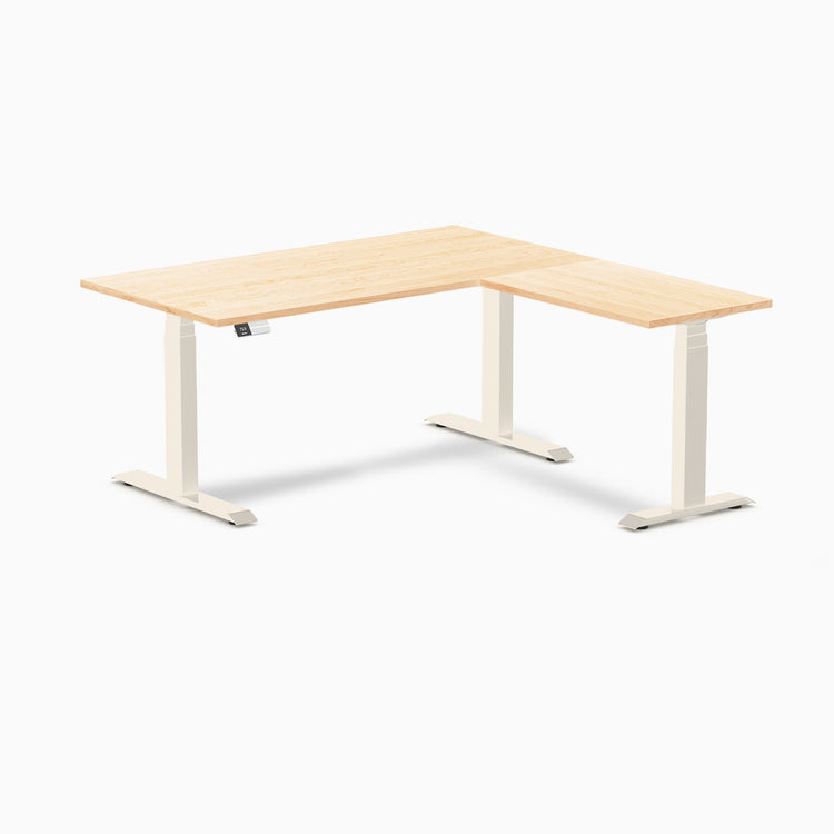 Bureau assis-debout d'angle en bois massif Desky