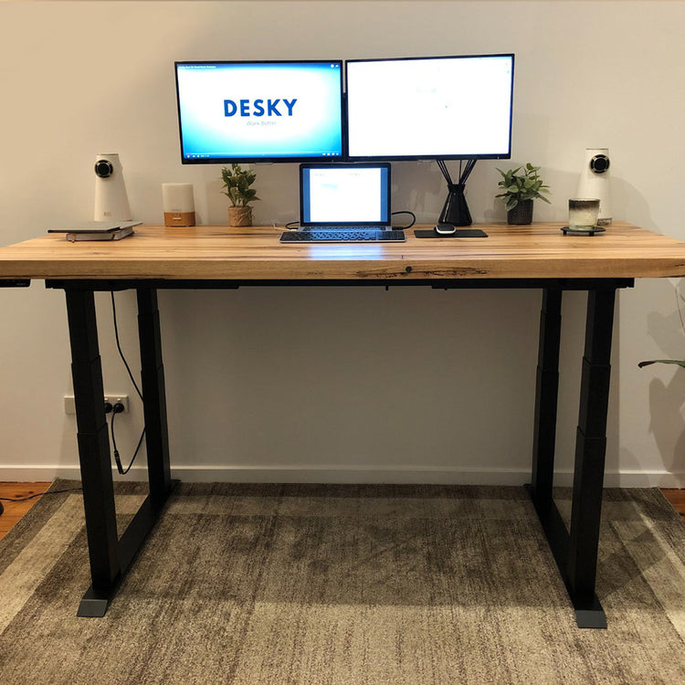 Pied de bureau assis debout Desky Quad Noir mat - Desky®